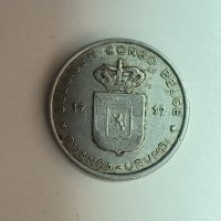 Белгийско Конго 1 франк 1959 година  е128, снимка 2 - Нумизматика и бонистика - 42430645