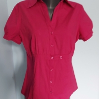 Интересна памучна риза с буфон ръкави "miss Etam"® / голям размер , снимка 2 - Ризи - 36084720