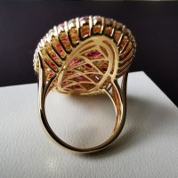 Сребърен 925 пръстен с 14к. златно и родиево покритие и Лабораторни Рубини и Циркони!, снимка 7 - Пръстени - 42586971