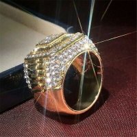 Мъжки пръстен с бели топази, снимка 3 - Пръстени - 41901729