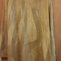 Продавам макси естествен велур палто цвят горчица, снимка 2 - Палта, манта - 42498323