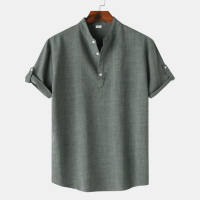 Мъжка едноцветна риза с къс ръкав, 11цвята , снимка 4 - Ризи - 44760177