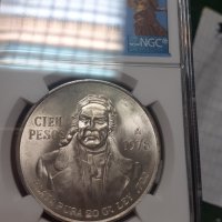 100 песо / сребро / Мексико, снимка 2 - Нумизматика и бонистика - 40975490