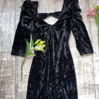 Нова парти официална коктейлна рокля черно кадифе еластична , снимка 3 - Рокли - 39059156