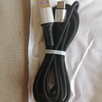 Качествен кабел с оплетка USB към TIPE-C дължина 1метър цвят черен или оранжев, снимка 3 - USB кабели - 36268369