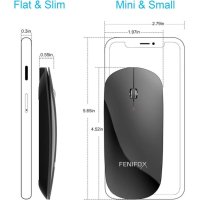 Bluetooth мишка FENIFOX, супер тънка и безшумна, акумулаторна, Slim Mini Whisper-Quiet Flat Portable, снимка 2 - Клавиатури и мишки - 41596731