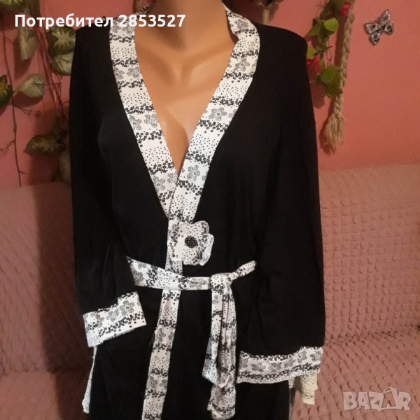 Дамски Халат в черно/бяло, снимка 1