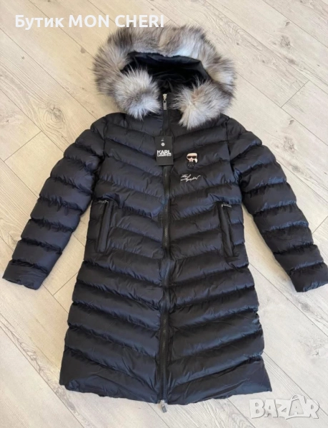 Дамско зимно яке дълго Karl Lagerfeld с ЕСТЕСТВЕН Пух и пълнеж от силиконова вата , снимка 1