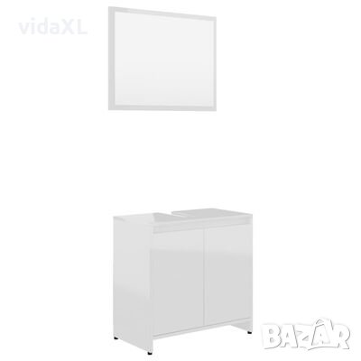 vidaXL Комплект мебели за баня, бял гланц, ПДЧ（SKU:802657, снимка 1