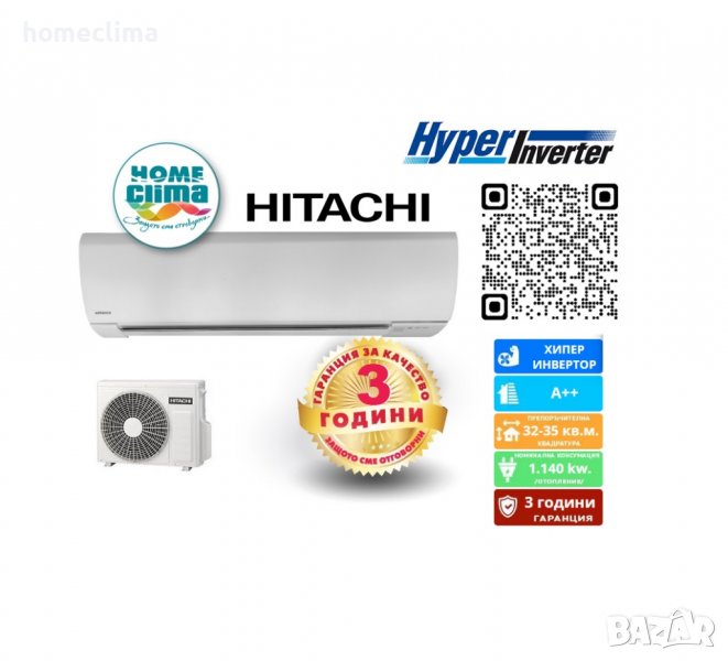 Климатик HITACHI RAC-M40A2E8/BTU: 20 000 /Рециклиран Японски / 400760, снимка 1