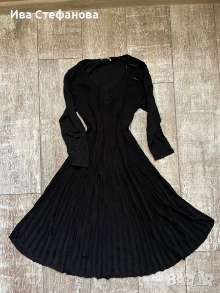Нова черна ежедневно елегантна рокля рипс рипсена еластична разкроена свободен модел, снимка 1