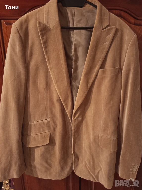 SELECTED Ново Мъжко Сако от Чист Натурален Велур L, снимка 1