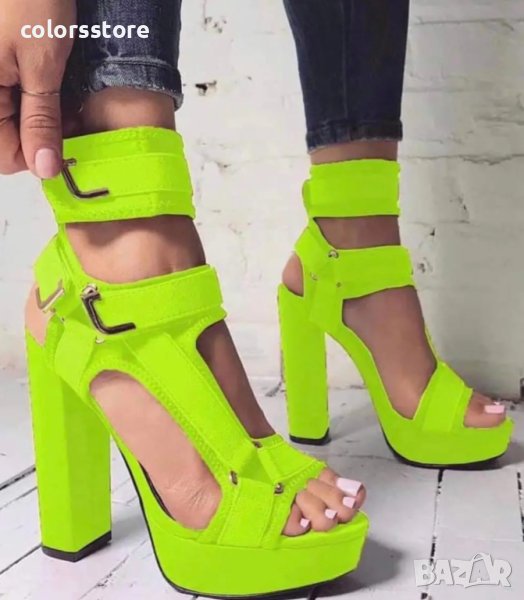 Сандали на ток - неон - R1L9213-6, снимка 1
