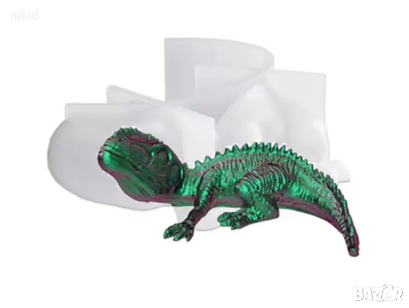 3d гущер игуана хамелеон дракон силиконов молд форма фондан шоколад гипс смола декор, снимка 1