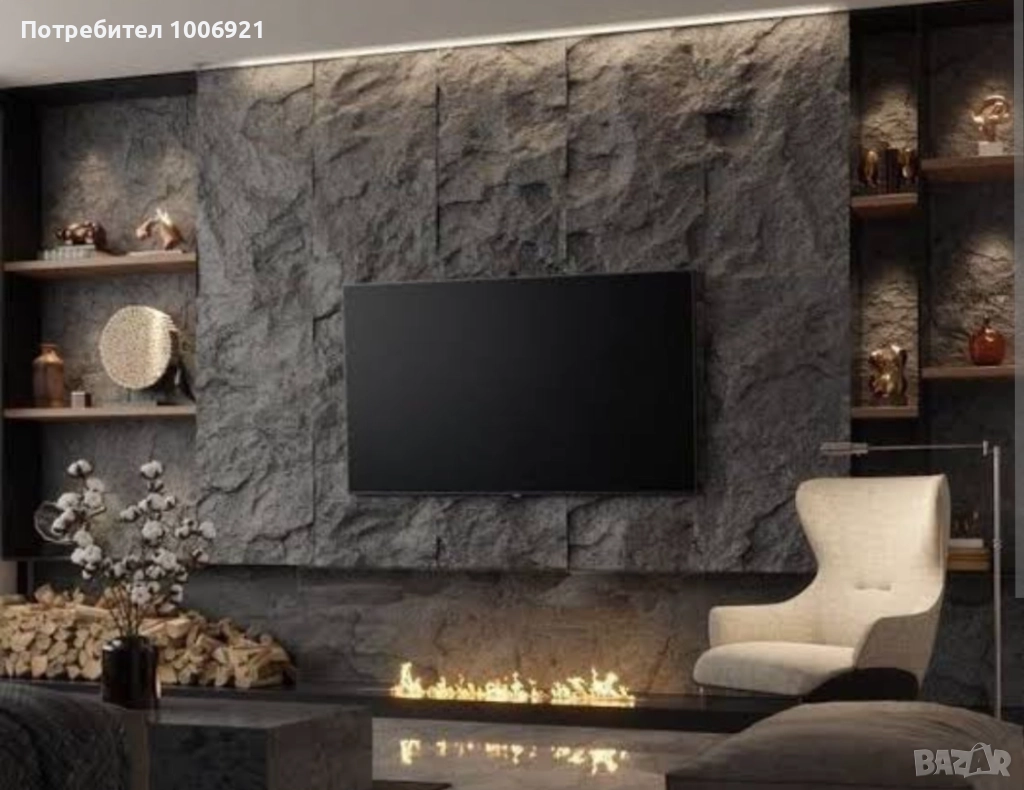 Тв стена pvc панели, wpc, Pu stone, снимка 1