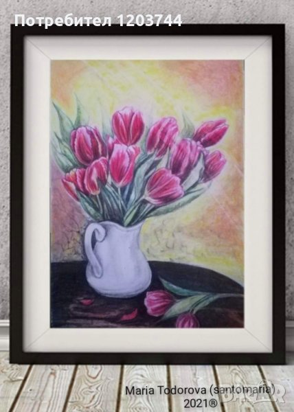 Ново! Картина"Ваза с лалета" , снимка 1
