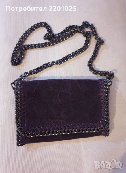 Италианска чанта от естествена кожа цвят патладжан/лилав , снимка 1