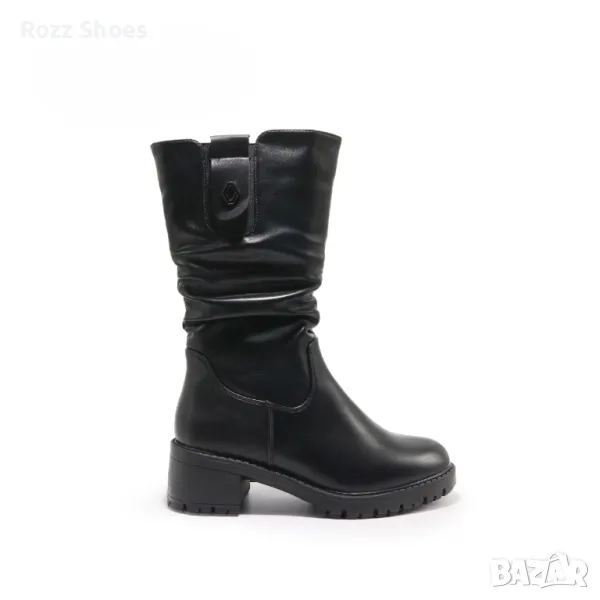 Дамски боти с плътен ток нов модел черен цвят код34, снимка 1