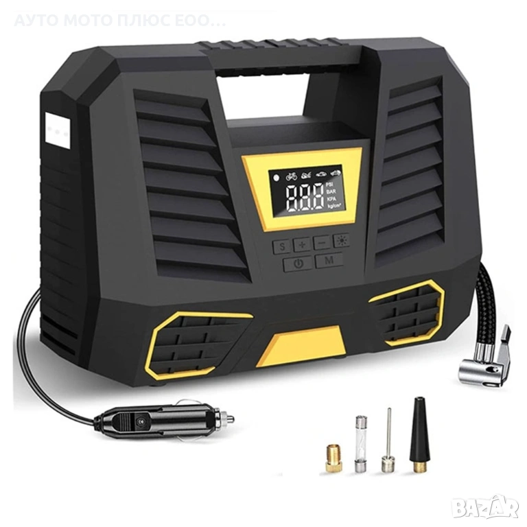 Дигитален компресор за гуми с фенер - 12V/ 100W/ 150 PSL, снимка 1
