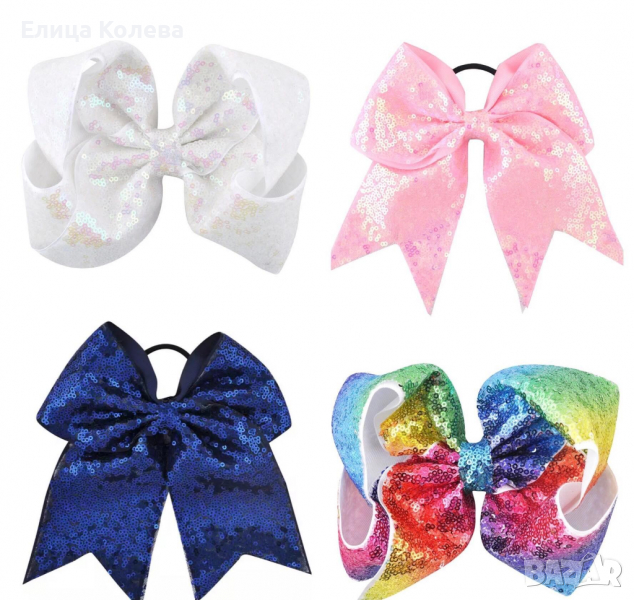 Големи фиби и ластици с пайети, снимка 1