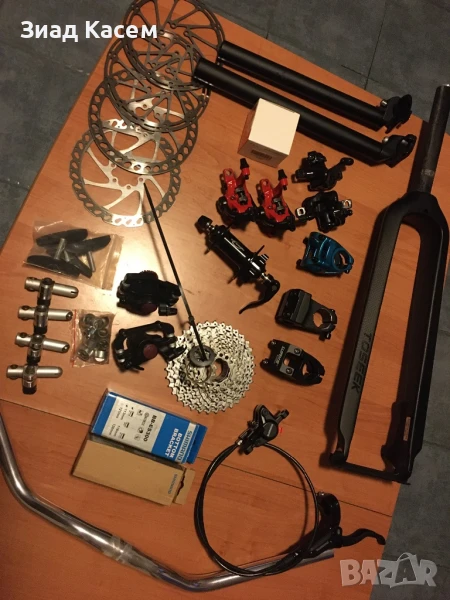 Вело части, карбонова вилка, курбели Cues, Avid BB7., снимка 1