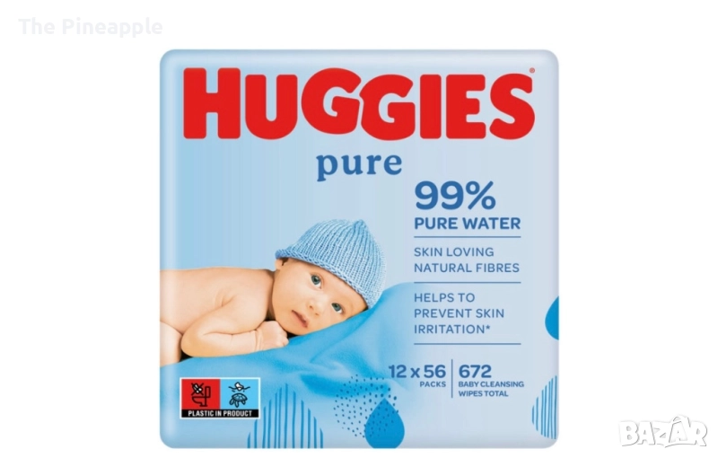 Кашон 12 броя HUGGIES 99% вода Внос Англия !САМО ЗА ПЛОВДИВ ЛИЧНО, снимка 1