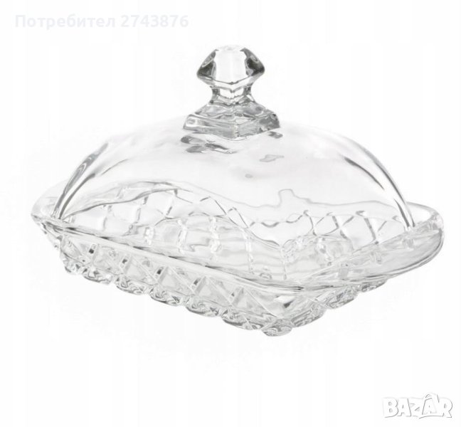 ИЗЯЩНА СТЪКЛЕНА КУПА ЗА СЪХРАНЕНИЕ НА МАСЛО И СИРЕНА, снимка 1