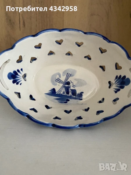 Запазено.Vintage Delft . Holland. Порцеланова кошница., снимка 1