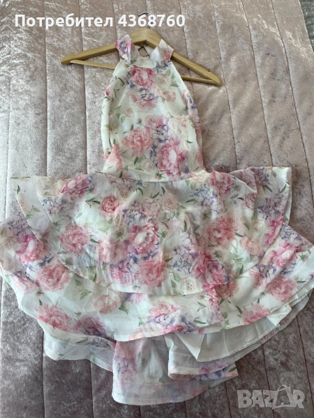 Модерна ефирна рокля с флорален принт, снимка 1