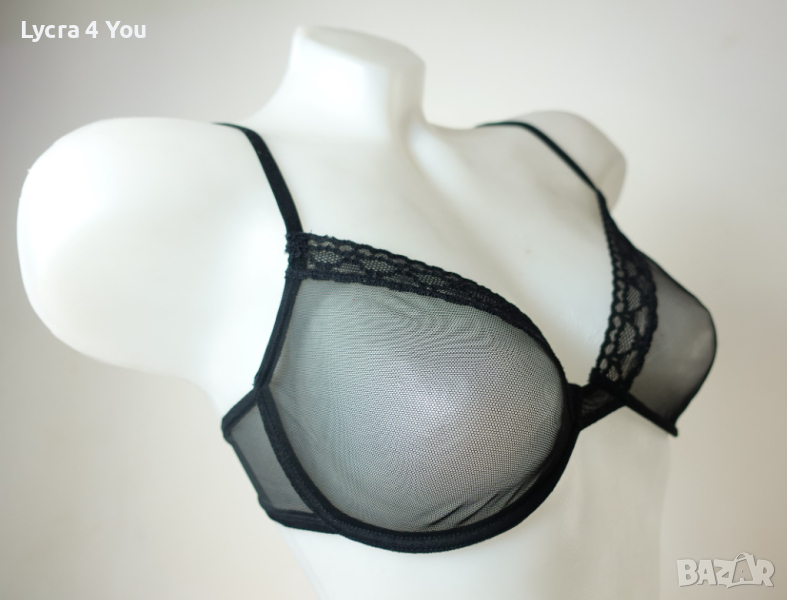 75В черен прозрачен тюлен сутиен за специални поводи, снимка 1