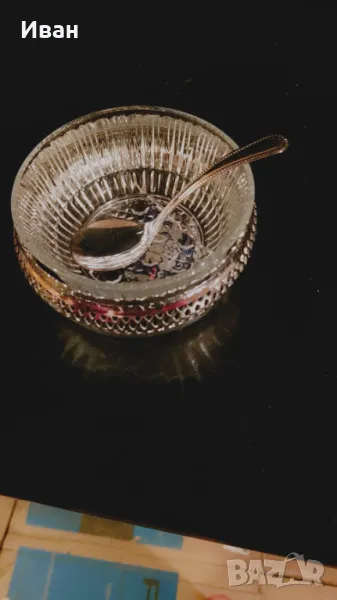 Купа с лъжичка-посребрена, снимка 1