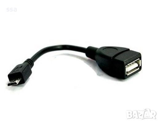 VCom Кабел OTG USB AF / Micro USB Black - CU226-0.2m, снимка 1