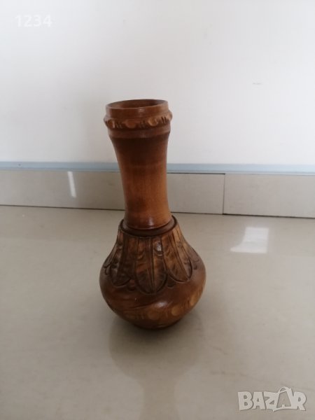 Дървена ваза 17.5 см. , снимка 1