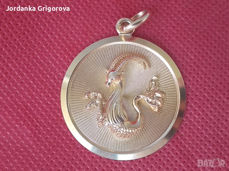 Уникална висулка за Козирог -Сребро 925 + дълбока позлата, снимка 1