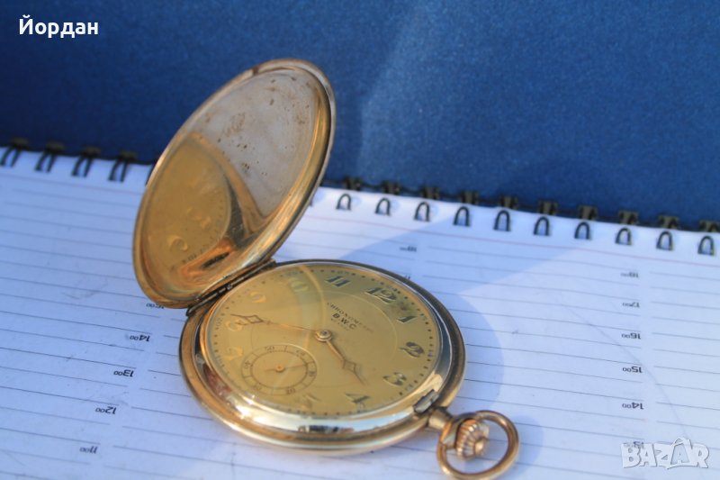 Швейцарски джобен позлатен часовник "BWC ''  52 мм, снимка 1