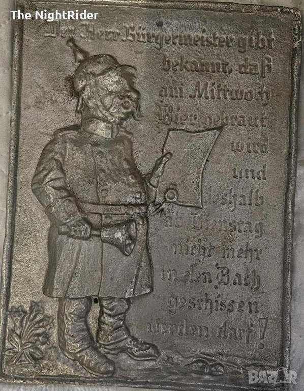 Немска табела с хумуристичен текст от 20 век, снимка 1