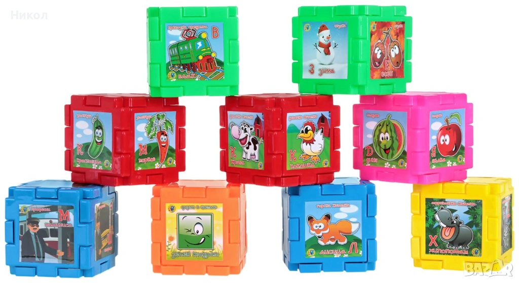 Детски образователен конструктор - ЗИМ кубчета с картинки, снимка 1