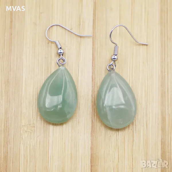 Нови дамски обеци зелен авантюрин, снимка 1