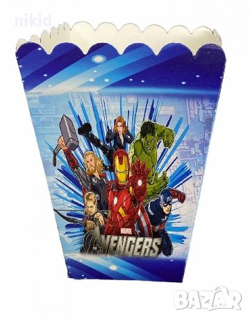 Avengers Отмъстителите герои Авенджърс Хълк Капитан Америка кутия за дребни лакомства пуканки, снимка 1
