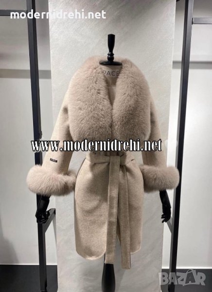 Дамско луксозно палто кашмир вълна и лисица код 251 , снимка 1