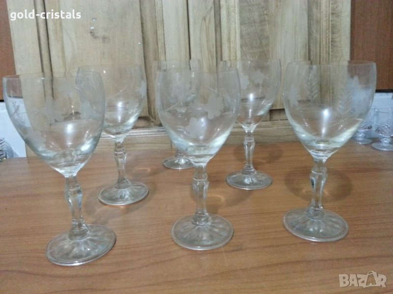 стари кристални чаши гравирани , снимка 1
