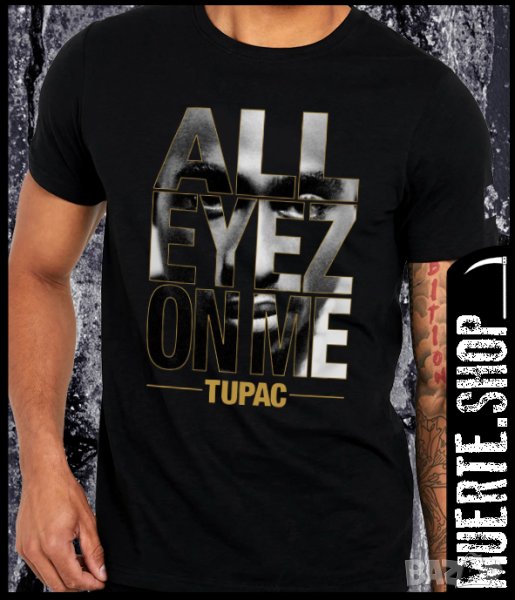 Черна тениска ALL EYEZ ON ME 2PAC с щампа, снимка 1