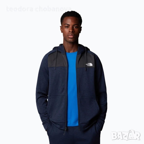 Нов мъжки суитчер The North Face Reaxion Fleece Full Zip Hoodie summit navy dark heather/ grey , снимка 2 - Спортни дрехи, екипи - 52906291