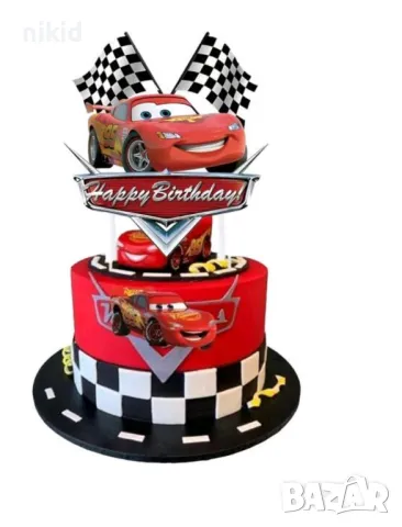 Макуин Маккуин колите коли McQueen cars червена кола Happy Birthday картонен топер украса за торта 