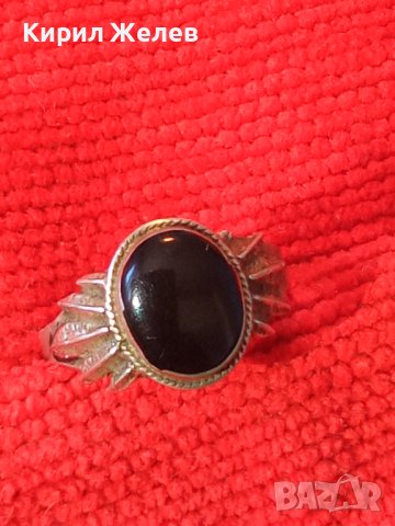 СКЪПОЦЕНЕН АНГЛИЙСКИ РЕТРО АР НУВО СРЕБЪРЕН ПРЪСТЕН СРЕБРО 925 с ЮВЕЛИРНО ШЛИФОВАН ЧЕРЕН ОНИКС 29068, снимка 2 - Пръстени - 40762761