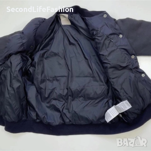 Дамско бомбър яке Napapijri с копчета, размер L, тъмносиньо с ватирани памучни ръкави, снимка 7 - Якета - 52858644