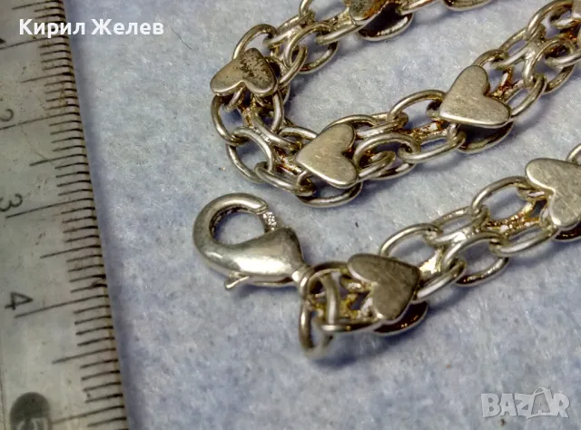ДЕБЕЛО ПОСРЕБРЕНА АРТ ГРИВНА от БЛАГОРОДНА СТОМАНА РОМАНТИЧНА ВИНТИДЖ ПЛЕТКА със СЪРЧИЦА 49279, снимка 3 - Гривни - 49886296