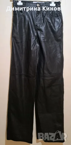черен кожен панталон Bershka 
