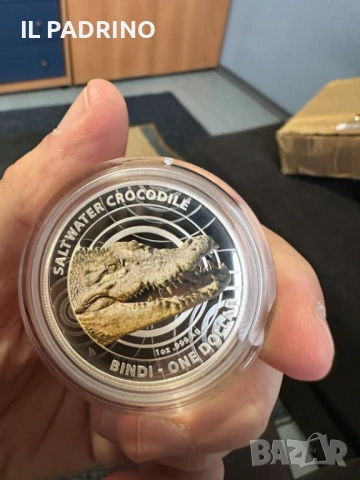 Сребро 2014 Соленоводен крокодил Греъм 1 унция OZ, снимка 2 - Нумизматика и бонистика - 53087444