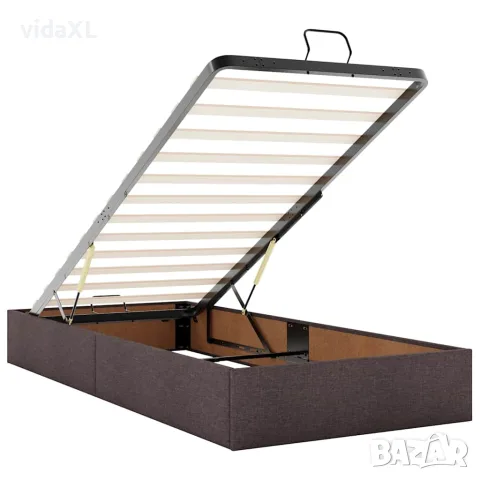 vidaXL Османска рамка за легло без матрак, тъмнокафява, 90x200см, плат, снимка 10 - Спални и легла - 56146993